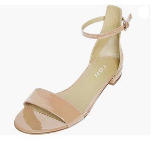 YDN Nude Block Low Heel Open Toe Ankle Strap Sandals Walking Dress Shoes